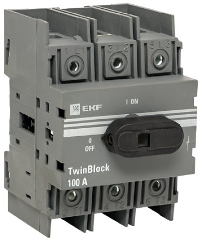 Рубильник EKF PROxima TwinBlock 3п 100А с ручкой фото Рубильник EKF PROxima TwinBlock 3п 100А с ручкой картинка